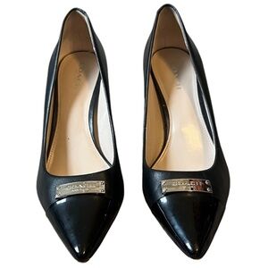 Coach Leather Point Cap Toe Black Silver Stiletto‎ Heel Zan Size 6.5B